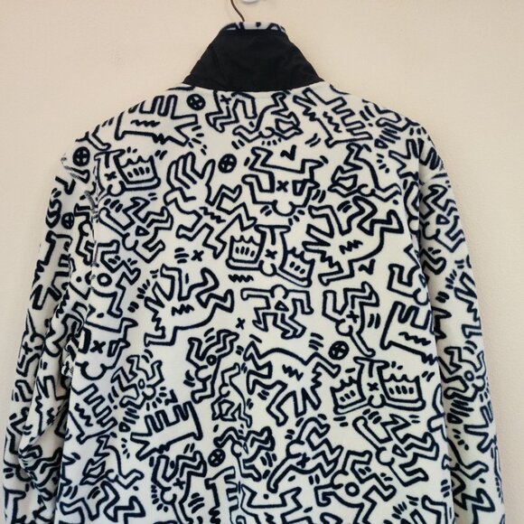 Keith Haring x H&M Fleece Jacket White &Navy Doodle Unisex Adult M Urban Artsy - Picture 12 of 16